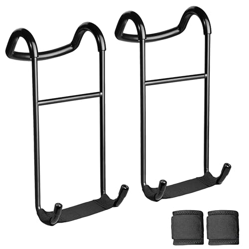 EWEGERT Dumbbell Spotter Hooks Hanger 250 lbs Load Capacity Heavy Power Dumbbells Rack Attachments for Dumbbell Bench Press with Wrist Straps Pairs