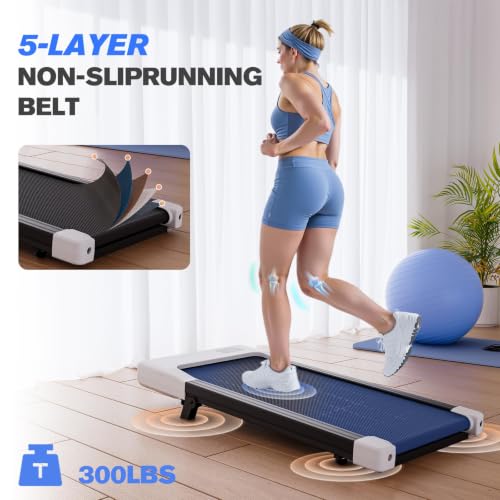 Image of 6% Incline 300 lbs Walking Pad Under Desk Treadmill | Quiet portable mini treadmill for home office with app & remote control. 100% pre-assembled and slim space-saving design.