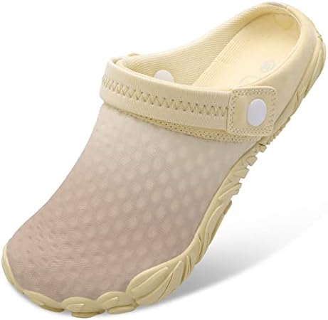 Besroad Womens Mens Close Toe Platform Clogs Fashion Sneakers Easy on Beach Pool Water Shoes Gradient Beige 12 Women/11 Men