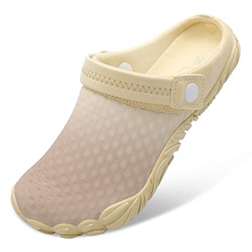 Besroad Womens Mens Close Toe Platform Clogs Fashion Sneakers Easy On Beach Pool Water Shoes Gradient Beige 12 Women/11 Men #TOP18