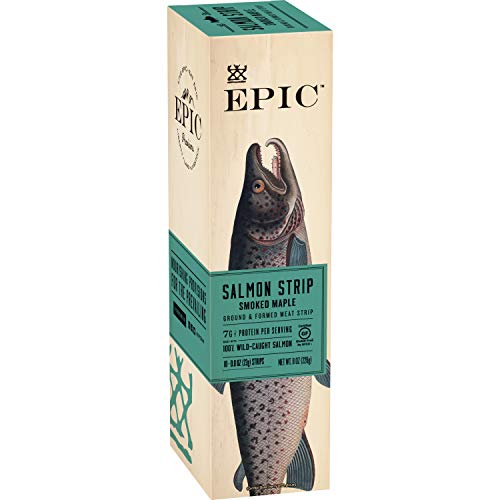 EPIC Smoked Salmon Strips, Wild Caught, 10 Count Box 0.8oz strips