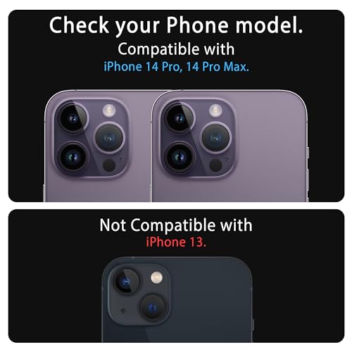 Image of ArmourPro Premium Camera Lens Protector Tempered Glass Compatible For iPhone 14 Pro Max and iPhone 14 Pro Tough HD Individual Aluminum Alloy Lens Ring, Scratch Resistant, Thin Tempered Glass|Deep Purple
