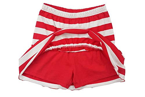 Kid Nation Girls Soft Cotton Ruffle Scooter Skirt With Under Pants 4-12 Years Red/White Stripes S #TOP1