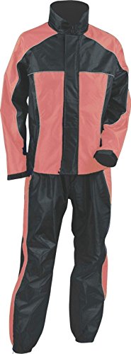 WOMEN'S MOTORCYCLE BLACK PINK 2 PCS WATERPROF LIGHTWEIGHT RAIN SUIT RAIN GEAR (3XL Regular)