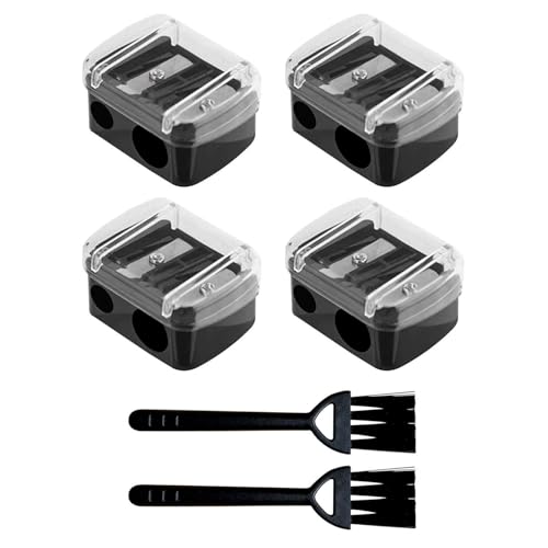 4 Piezas Doble Agujero De Lápiz Y 2 Piezas Mini Cepillo De Limpieza, Sacapuntas De Lápiz De Plástico, Sacapuntas De Lápiz Portátil, Carrete De Lápiz Delineador De Ojos.