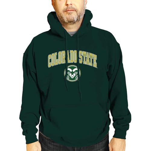 Campus Colors Adult Arch & Logo Soft Style Gameday Hooded Sweatshirt (Colorado State Rams - Green, Large)