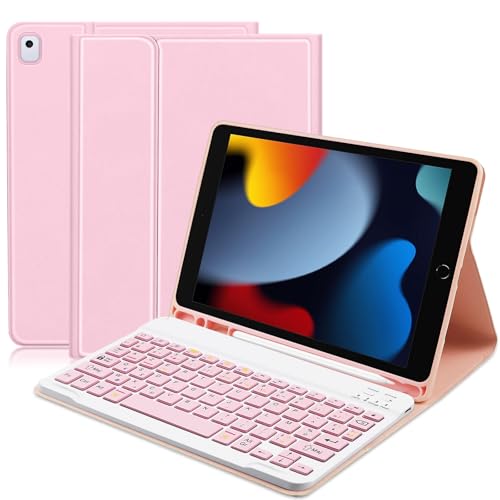 Lupxiu Clavier Coque pour iPad 10.2 9ème/8ème/7ème Génération 2021/2020/2019, AZERTY Français, Air 3 2019, Pro 10.5, Amovible Bluetooth sans Fil, Étui...