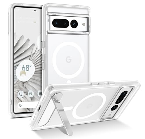 Coque Google Pixel 7 Pro argentée GUAGUA avec support pliable et dos mat anti-choc