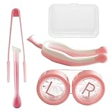 Hodyludy Soft Contact Lens Insertion and Removal Tool, Tweezer with Soft Tip, Portable Contact Lens Case Set for Girls with Long Nails, Gift for Contact Lens User