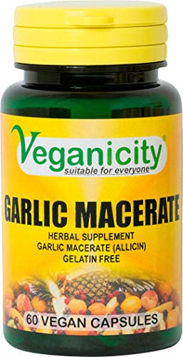 Veganicity Garlic Macerate 530mg (1670Μg Allicin): Digestive and Immune Herbal Supplement : 60 Vcaps, in a Planet-Friendly 99% Recycled Pot