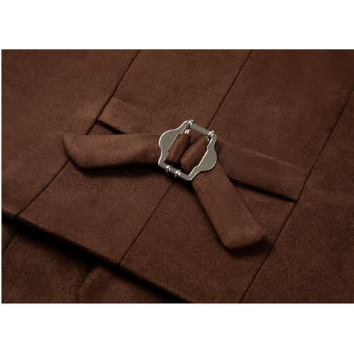 Retro Boys Vest Suede Leather V-Neck Cowboy Style Casual Waistcoat with Pockets4