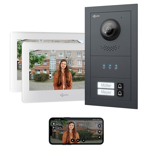 GOLIATH Basic Line Türklingel & Türsprechanlage mit Kamera für [MEHRFAMILIENHAUS] mit Smartphone App - Klingel mit Kamera & Monitor - Doorbell Camera - Video Sprech - & Gegensprechanlage mit Türöffner