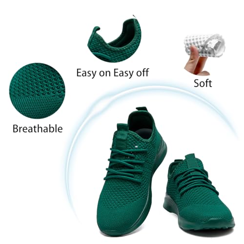 Running Shoes for Men Slip on Tennis Shoes Fashion Sneakers Lightweight Breathable Casual Walking Shoes Outdoor Workout Athletic Training Gym Trainer Sport Dark_Green Size 8.52