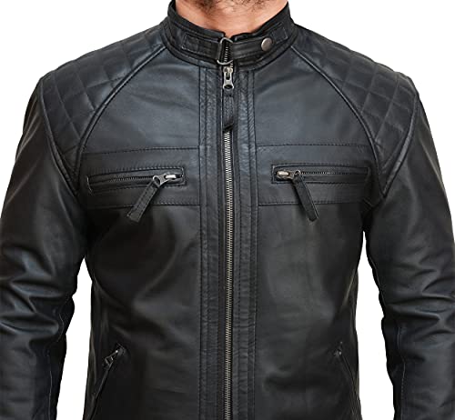 Image of Vintage Cafe Racer Leather Jacket Men Retro Motorcycle Racing Jacket