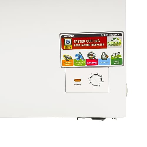 Geepas 200 Liter 125 W Chest Freezer with Adjustable Thermostat | Model No GCF2509WSH with 2 Years Warranty