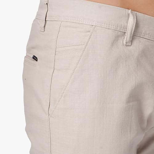 Image of Men's Regular Fit Linen Trousers | Slim Fit Lightweight Casual Pants | Stylish Dress Pants for Office or Travel | Premium Luxury Linen Trouser Pant with Breathable Comfort