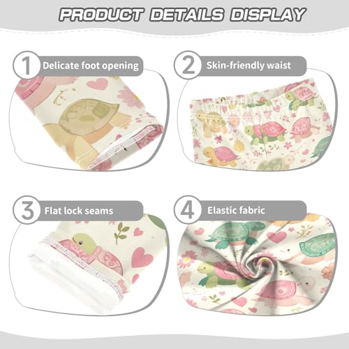 Turtles Girls' Leggings Toddler Doodles Flowers Hearts Kids Yoga Pants Dance Active Tights 4T3