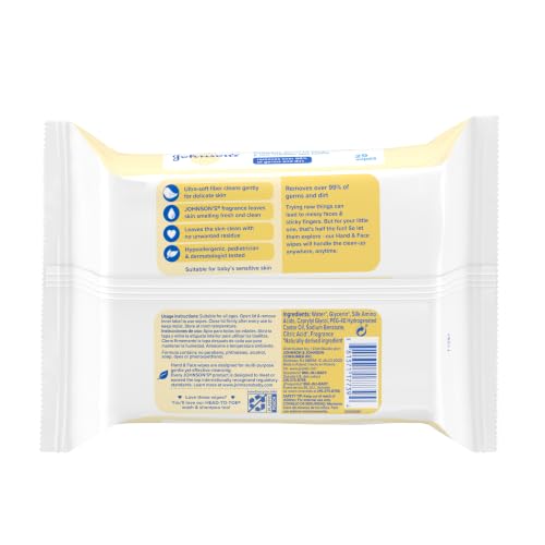 Johnson's Baby Disposable Hand & Face Cleansing Wipes, 25 ct - Image 2