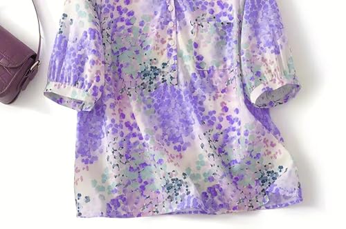 Image of Gufrina Women's Blush Pink Abstract Printed Western Top with Mandarin Collar, Half Button Placket and Relaxed Fit Sleeves