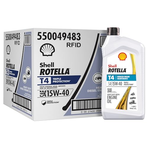 Shell Rotella T4 Triple Protection 15W-40 Diesel Engine Oil, 1 Quart (6 Pack)
