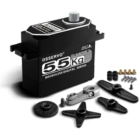 Waterproof Brushless servo Full Metal Gears High Torque Fast Digital Servo for 1/8 1/10 1/12 RC Car/Shockproof Rc Car Servo (Full Metal Shell 55kg-180°) Cover