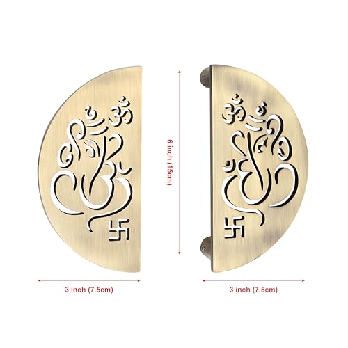 Image of COMPASS Main Door Handle | Door Handles for Main Door | Pull Handles for All The Doors of House | Office | Hotels, Antique Finish (Ganesh Gold, 6 Inch)