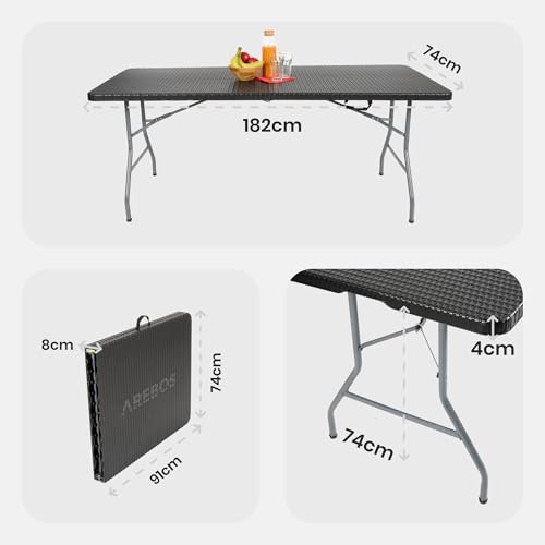 Table buffet pliante 182x74 HDPE valise AR-HE-KT180R AREBOS