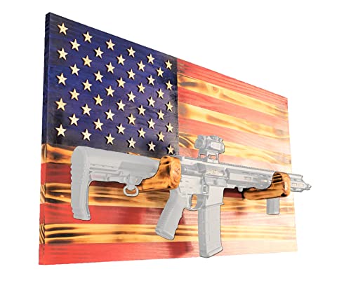 Amazon.com: Wooden Rustic American Flag with Gun Rack 36” x 19.5” Made ...