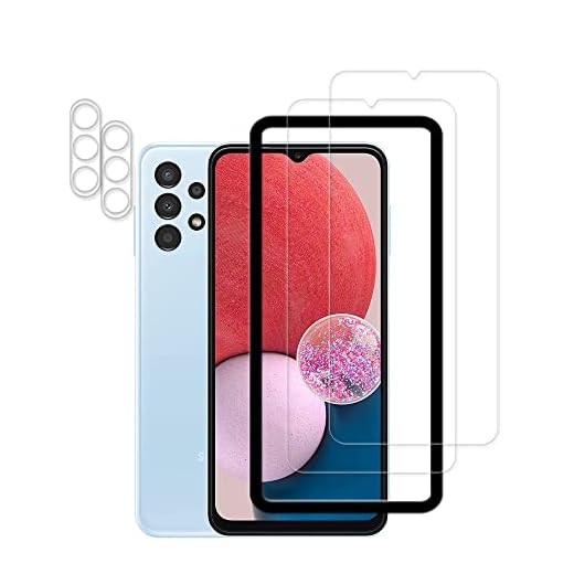 HKKAIS Moldura de alinhamento fácil projetada para Samsung Galaxy A13 5G protetor de tela de vidro temperado pacote com 2 películas protetoras de lente de câmera pacote com 2