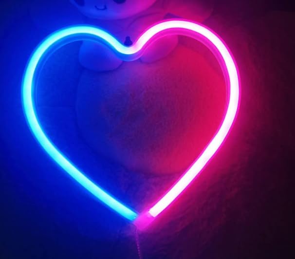 SG PRINT Heart Shape Neon Sign, Battery Operated or BLUE AND PINK Neon Light for Party, Home Decor Lamp(neon-heart)-image-23