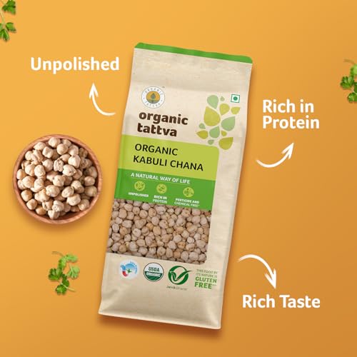 Image of Organic Tattva Kabuli Chana 1kg | Natural Unpolished White Chana | Protein-Rich Chickpeas | Clean & Pure Grocery Staple | No Additives