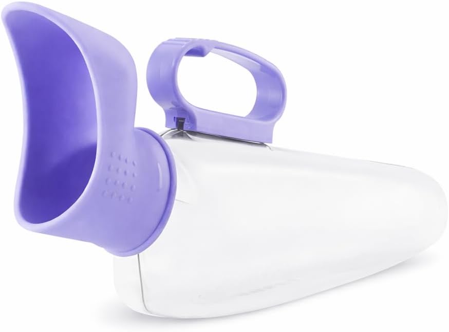 Female Urinal, Portable Bedside Urinal for Home Care, Leak-Resistant Anti-Splash Design, Soft Silicone Cup, Sealed Lid, Easy to Clean (Purple)