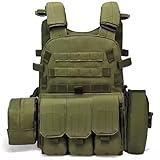 Porgeel Chaleco Airsoft Chaleco de Paintball Ajustable para Entrenamiento Seguridad policial Caza Verde Militar