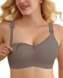 As Fairy Maternity Bras for Breastfeeding Wireless Maternity Bra with Support Hands-Free Underwire Pumping Bra Seamless Bralette Sleep Nursing Tank Top with Lace 36dd 38c 38d 40b Grey X-Large