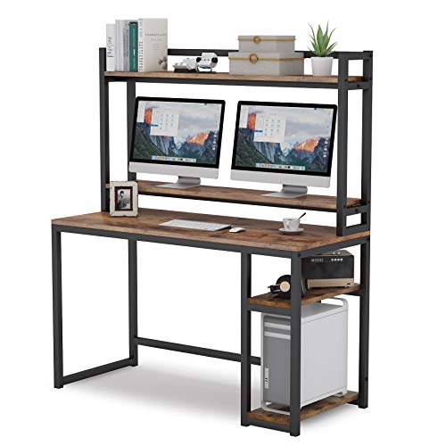 Tribesigns Computer Desk with Hutch, Large Office Desk PC Laptop Tables with Storage Space, Basic...