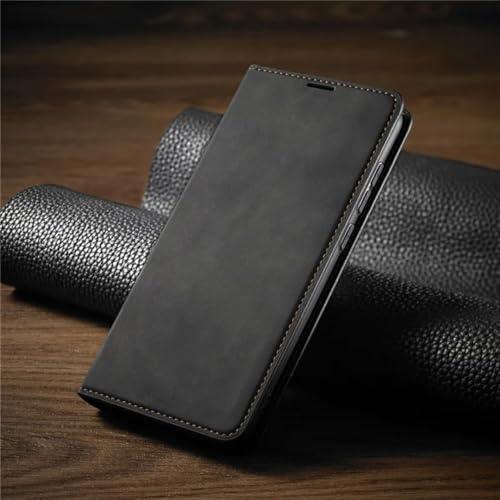 Étui magnétique iPhone 16 Pro Max cuir noir antichoc avec portefeuille