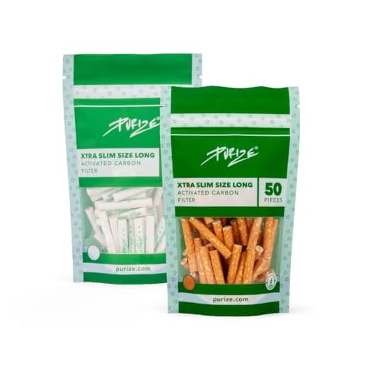PURIZE® XTRA Slim Size Long - 50 filtri a carbone attivo Extra Long Premium - White & Spy