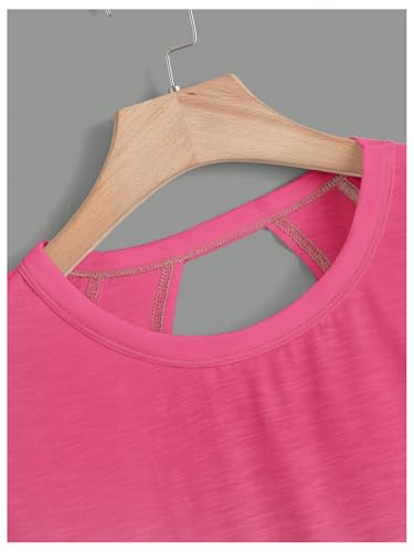 Image of SOLY HUX Women Open Back Tops Workout Backless Tee Casual Athletic Shirts Short Sleeve Oversized Gym T Shirt
