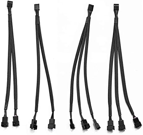 Litorange 4 Pack 4 Pin PWM Fan Splitter Cable , 2 Pieces 1 to 2 Converter + 2 Pieces 1 to 3 Converter for Computer PC Fan Power Cable