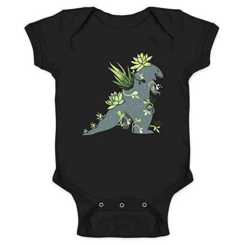 Pop Threads Plantzilla Succulent Kaiju Funny Monster Plants Infant Baby Boy Girl Bodysuit Black 12M