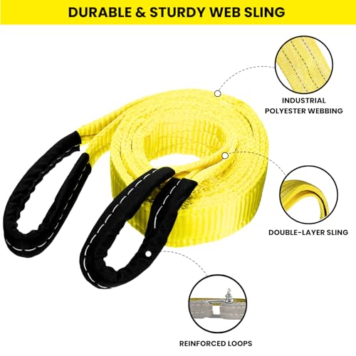 Image of Shield Flex Heavy Duty Lifting Sling Belt (Pack of 1) | Polyester Webbing Flat Belt for Material Handling, Towing, Construction & Industrial Use (3 Ton 2 Mtr)