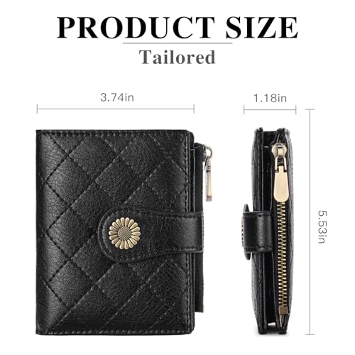 Image of FALAN MULE Small Wallet for Women Bifold RFID Blocking Leather Card Holder with Zipper Coin Pocket