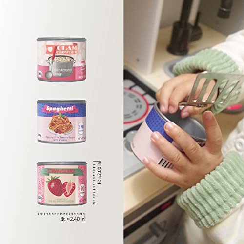 U DREAM Pretend Play Food Sets, Toy Canned Food for Kids, Kitchen Accessories, Grocery Store Pretend, 9 PCS Removable Lids