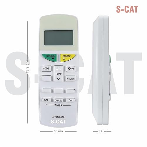 Image of S-CAT Compatible with Daikin AC Remote Original ARC470A13 Model 132K (No Backlight) Suitable for 1 1.5 2 Ton Split /Window AC (Match Old Remote Exactly, for Any Issues Contact Customer Care)