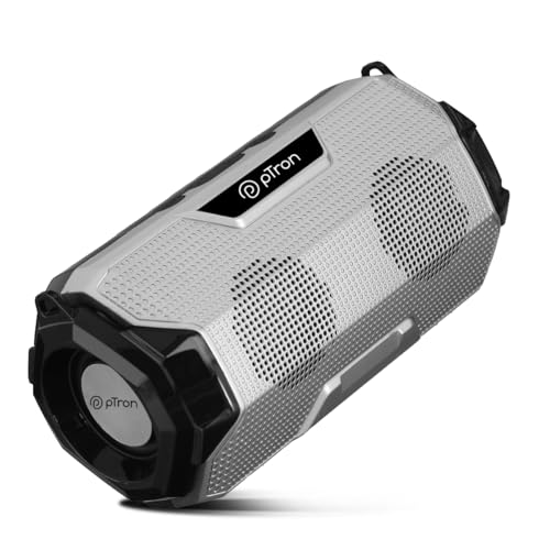Image of pTron Fusion Rock V2 16W Portable Bluetooth Speaker with Punchy Sound, 6Hrs Playtime, Speaker for Phone /Laptop /Tablets /Projectors, BT5.0 /Aux /TF Card /USB Drive Playback & TWS Function (Silver & Black)