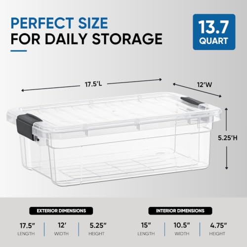 Image of Superio Clear Storage Boxes with Lids, Plastic Container Bins for Organizing, Stackable Crates, BPA Free, Non Toxic, Odor Free, Organizers for Home, Office, School, and Dorm(13.7 Qt, 2 Pack)