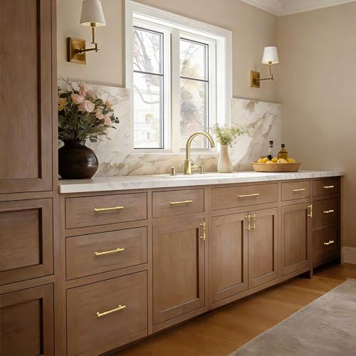 Amerdeco 10 Pack Heavy Duty Solid Zinc Alloy Brushed Gold Cabinet Pulls - 7.5" Hole Centers (192mm) Gold Handles Suitable for Kitchen, Bathroom Drawers and Furniture Handles by Amerdeco - Used condition - Image 9