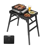 Heimlyn Outdoor Grillwagen für Weber Q100/Q200/Q300, Enders Urban, Burnhard Wayne, Ninja Woodfire, Tragbarer Servierwagen, Outdoor Grillständer, Grilltisch für Pizzaofen