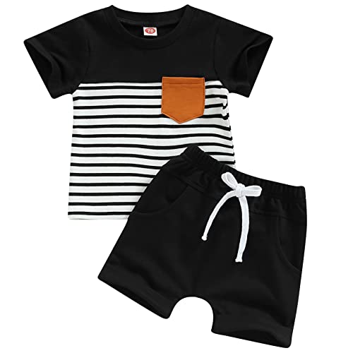 Image of Mubineo Infant Toddler Baby Boy Summer T Shirt Shorts Outfits Short Sleeve Tee Tops Clothes Set