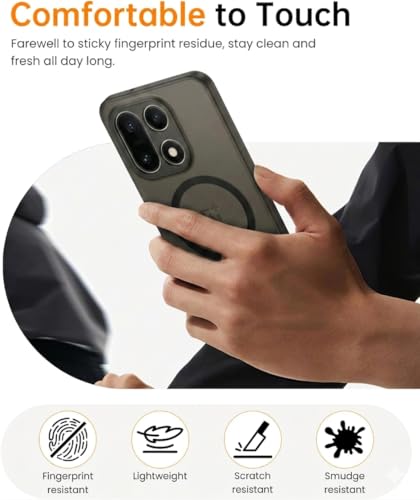 Image of DIZORO Matte Case for Oneplus 15 Compatible with MagSafe, Camera Lens Full Protection, Shockproof Translucent Frosted TPU Soft Phone Cover, Anti-Fingerprint (Black)